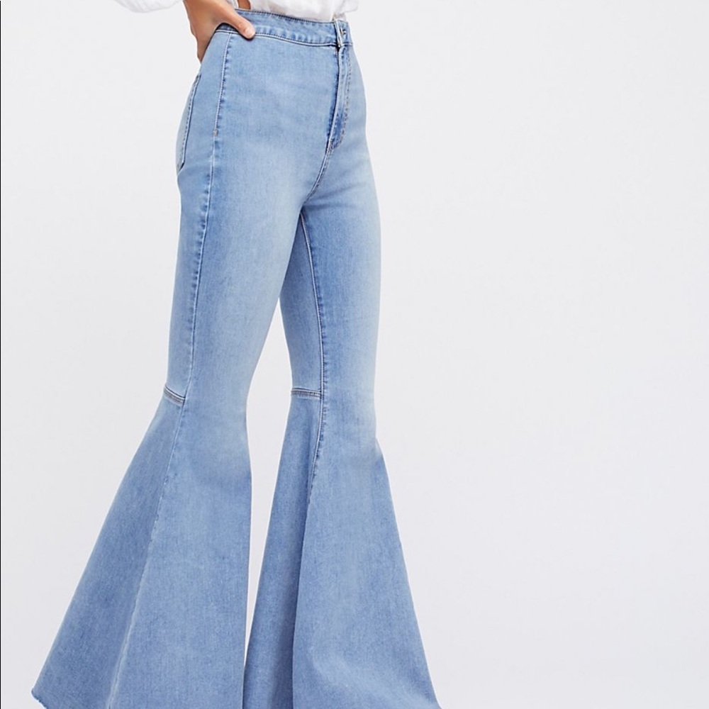 just float on free people flare jeans (light blue)